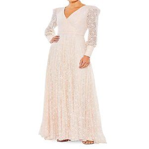 MAC DUGGAL 93679 METTALIC EMBROIDERED LACE A-LINE LIGHT ROSE GOWN sz 6